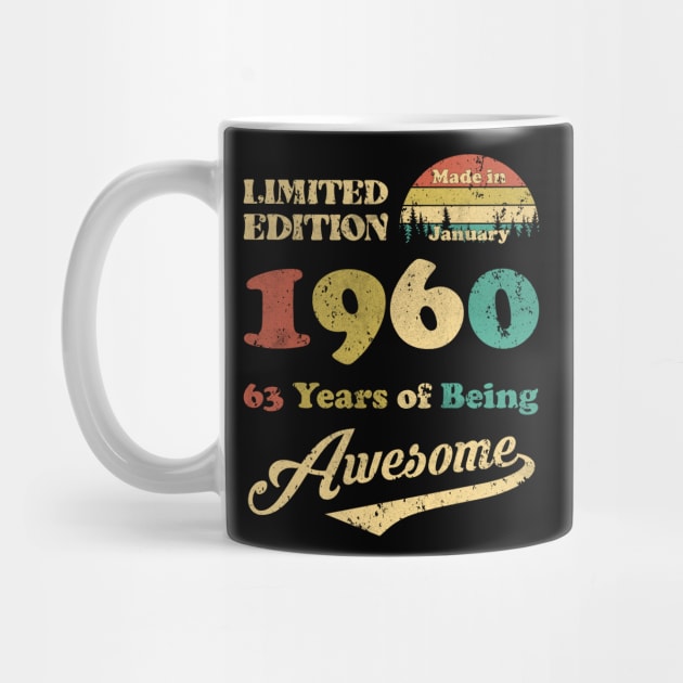 Made In January 1960 63 Years Of Being Awesome Vintage 63rd Birthday by Zaaa Amut Amut Indonesia Zaaaa